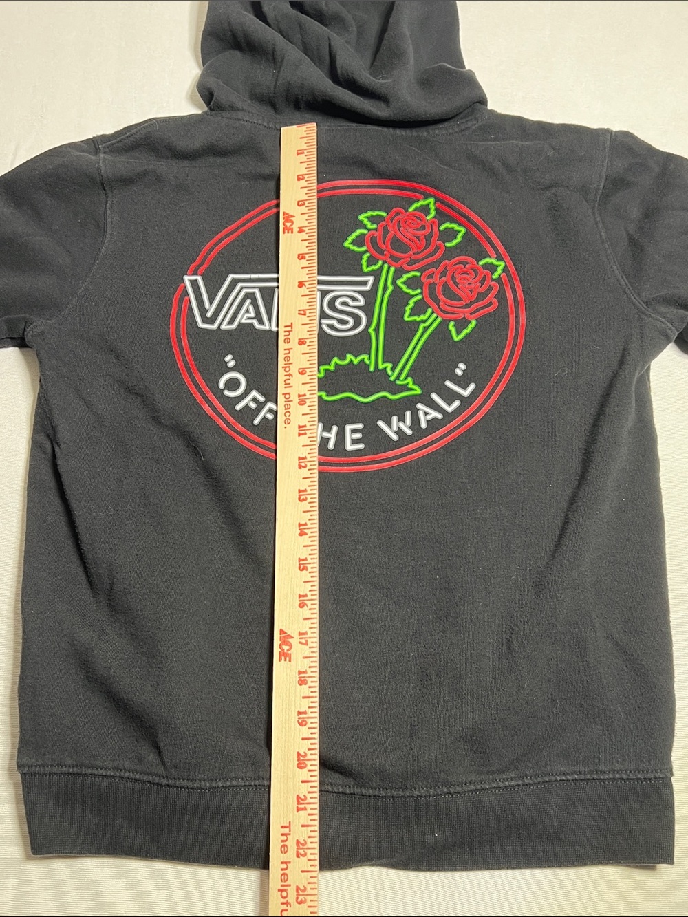 Vans Black Hoodie with Red Rose Graphic - Picture 7 of 13